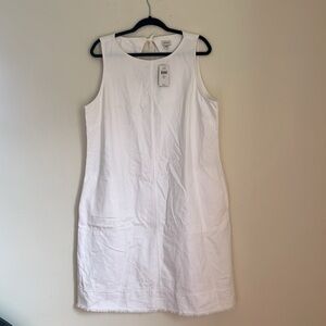J.JILL Women Dress White Denim Extra Large Sleeveless 100% Cotton New